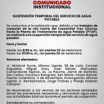SUSPENSIÓN TEMPORAL DEL SERVICIO DE AGUA POTABLE.